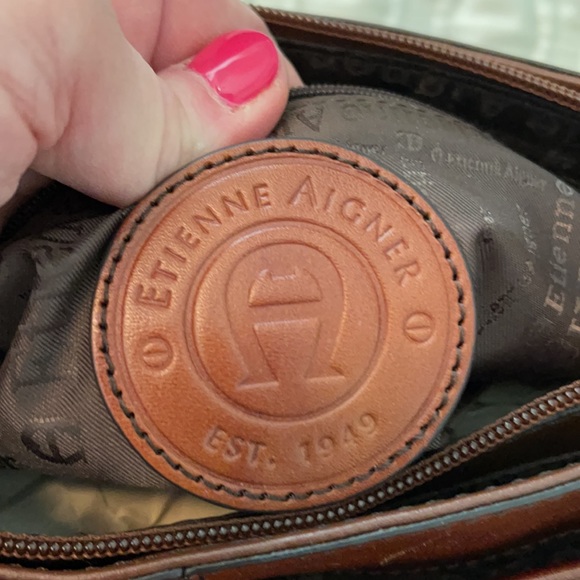 Vintage Etienne Aigner Brown Reptile Patch Shoulder Bag - Picture 4 of 4